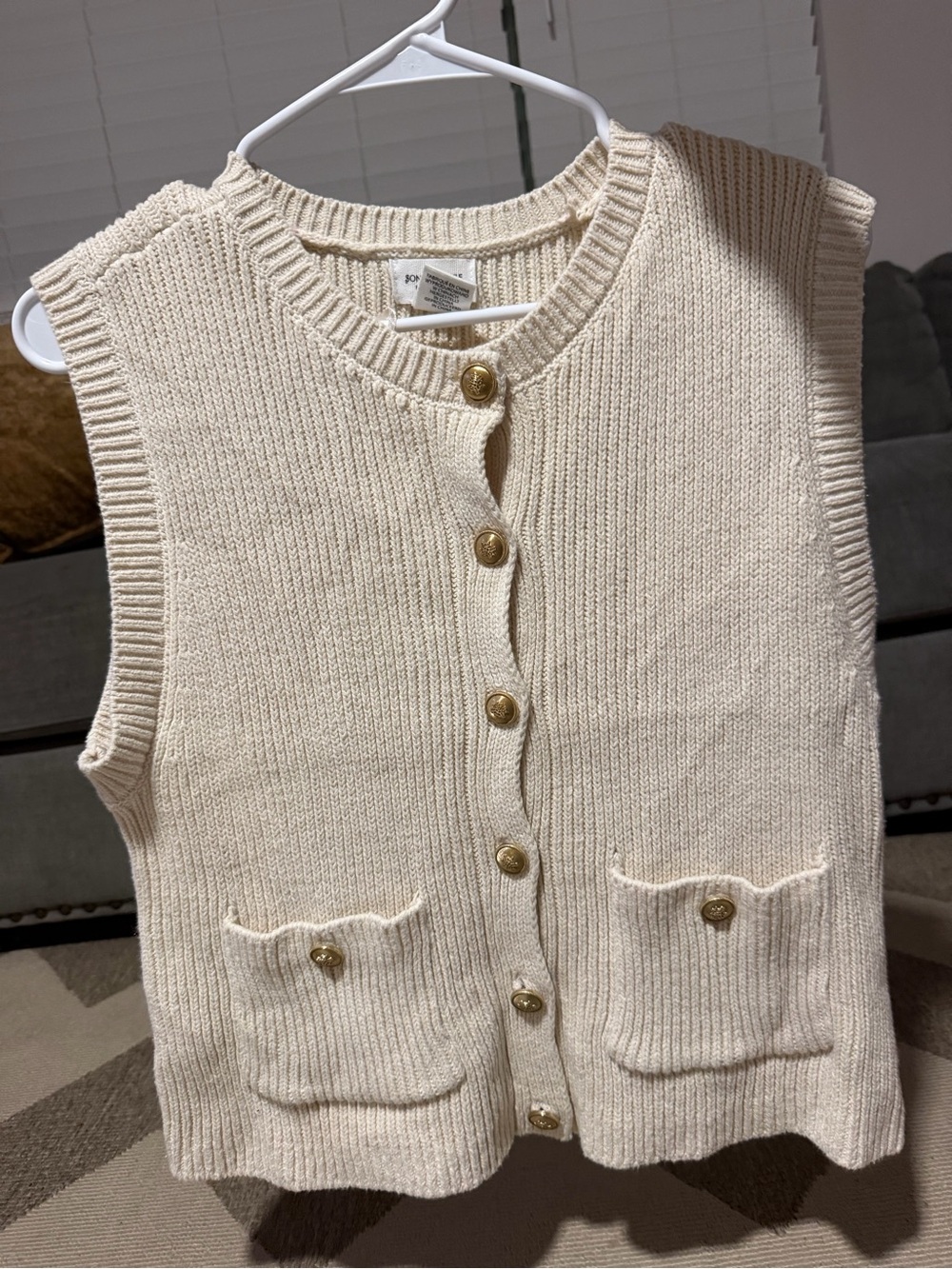 Song of Style Cream Knit Button-Front Sweater Vest